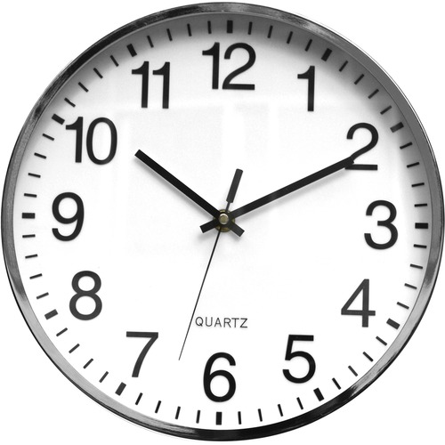 Victory Light Silent Chrome Wall Clock - Chrome/Wood Case, White Victory Light Silent Chrome Wall Clock - Chrome/Wood Case, White