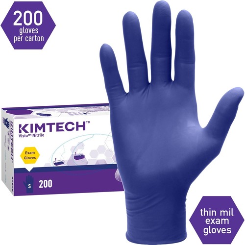 KIMTECH Vista Nitrile Exam Gloves - Small Size - Nitrile - Blue - Recyclable, Textured Fingertip, Powdered, Non-sterile - For Laboratory Application - 200 / Box - 4.7 mil Thickness - 9.50