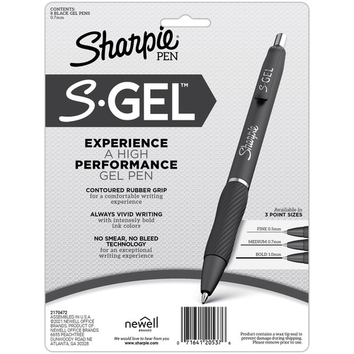  Sharpie S-Gel, Gel Pens, Sleek Metal Barrel, Matte Black,  Medium Point (0.7mm), Black Ink, 4 Count : Office Products