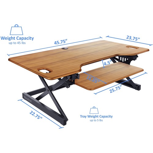 Rocelco DADRT- 46 Sit Stand Desk Riser - Desktop - Teak