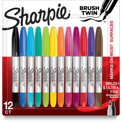 Sharpie Brush Twin Permanent Markers - SAN2168237 - Shoplet.com