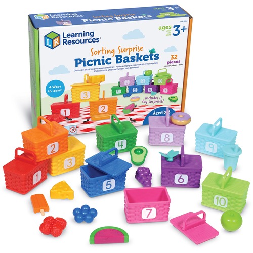 Learning Resources Sorting Surprise Picnic Baskets - Skill Learning: Counting, Color, Sorting, Fine Motor, Motor Skills - 3-7 Year - 32 Pieces - Multi