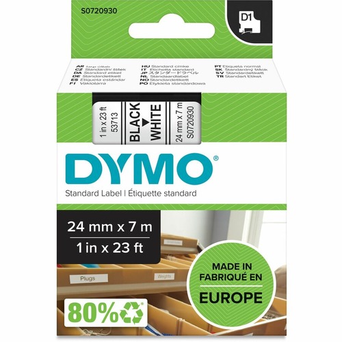 Dymo S0720930 D1 53713 Tape 24mm x 7m Black on White - 15/16 Dymo S0720930 D1 53713 Tape 24mm x 7m Black on White - 15/16