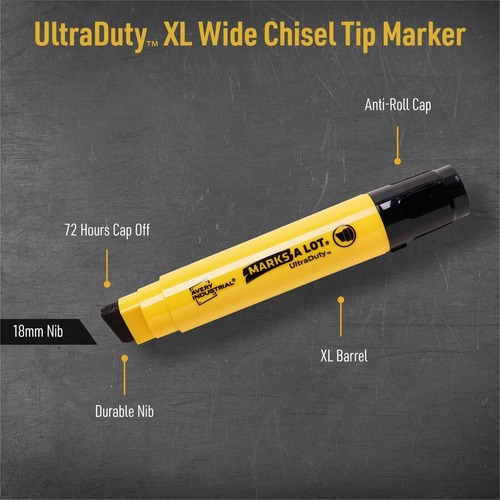 Avery UltraDuty Markers, XL Wide Tip, 12 Black Markers (29866)