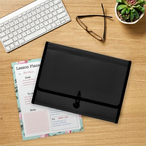 Avery Letter, A4 Recycled Expanding File - 425 Sheet Capacity - 13 Pocket(s) - Polypropylene, Plastic, Fabric - Black - 100% Recycled
