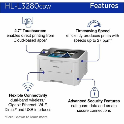 Compact Digital Color Printer with Wireless and Duplex Printing