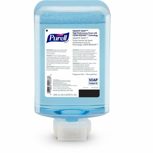 PURELL ES10 Healthy Soap Clean Release Foam - 40.6 fl oz (1200 mL) - Touchless Dispenser - Kill Germs, Dirt Remover - Hand - Antibacterial - Clear - Refillable, Fragrance-free, Non-irritating, Preservative-free - 2 / Carton