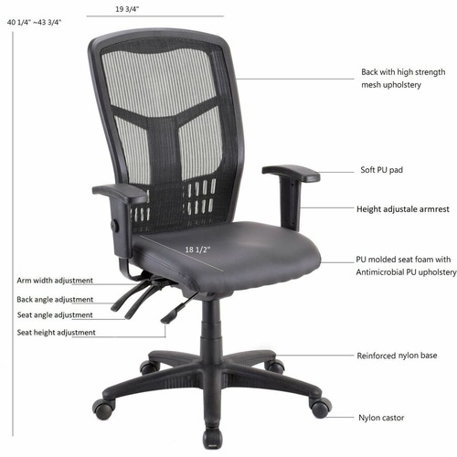 Lorell Executive High-back Swivel Chair - Antimicrobial Vinyl Seat - High Back - 5-star Base - Black - Armrest - 1 Each Lorell Executive High-back Swivel Chair - Antimicrobial Vinyl Seat - High Back - 5-star Base - Black - Armrest - 1 Each