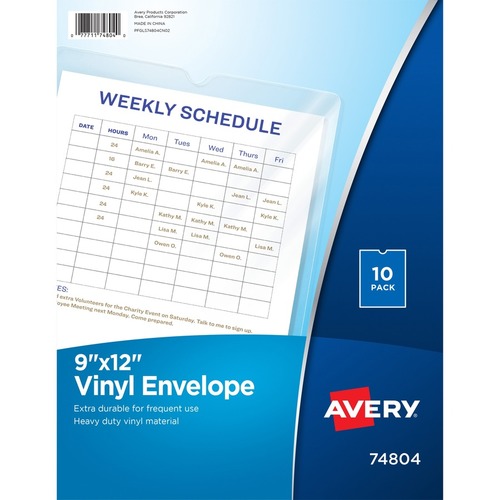 Avery Vinyl File Envelopes, 4 x 6 , 10 Clear Envelopes (74806) - AVE74806  