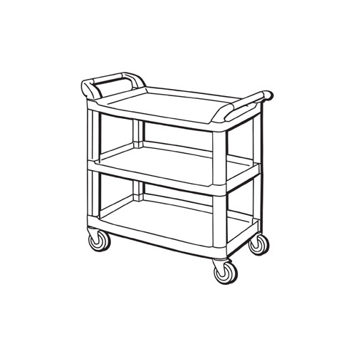 Rubbermaid 3-Shelf Plastic/Poly Mobile Utility Cart with Swivel