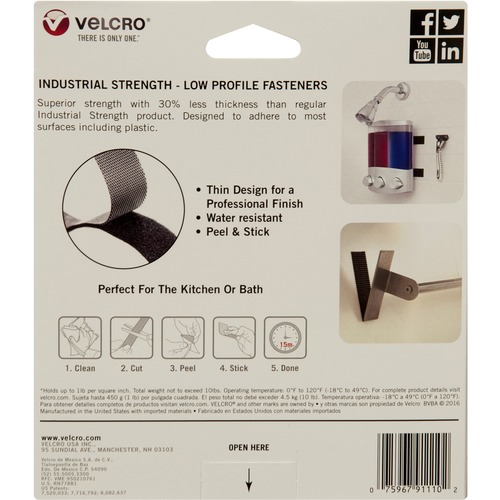 VELCRO Brand Industrial Strength Tape, 15ft x 2in Roll, White