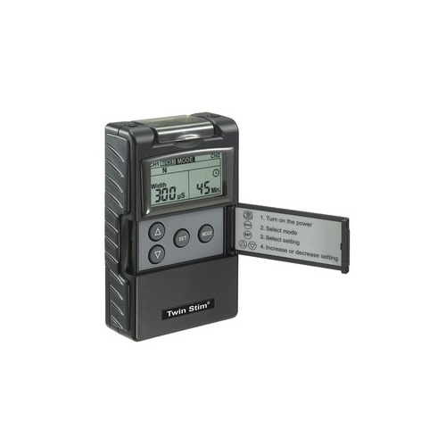 Digital 2-channel EMS/TENS unit, portable/battery, complete
