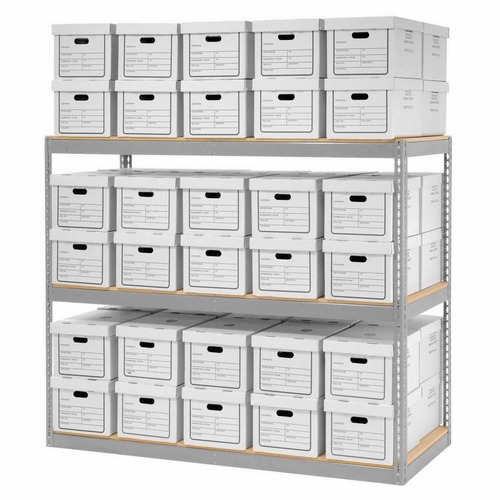 Nexel Global Industrial Record Storage Rack With Boxes 72"W x 30"D x 60