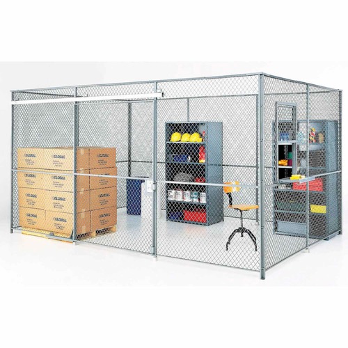 Global Industrial Wire Mesh Partition Security Room 30x20x8 with Roof ...