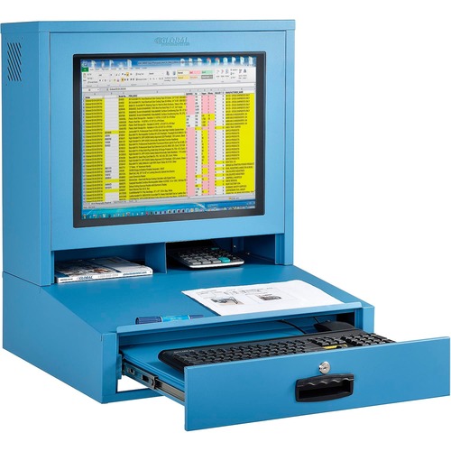 Global Industrial Countertop LCD Computer Cabinet Blue - GLO239114BL ...