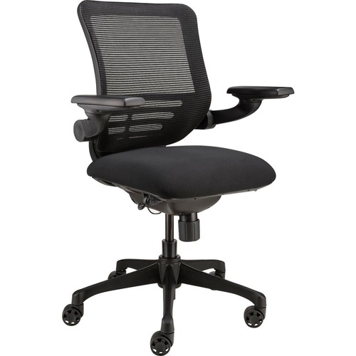 Interion Mesh Chair with Adjustable Flip Arms & Mid Back Fabric Black ...
