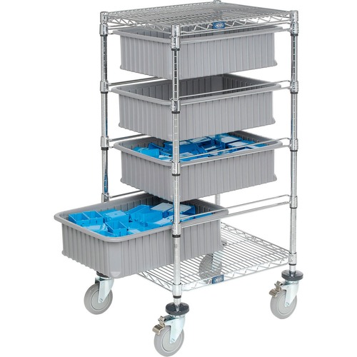 Nexel Global Industrial Chrome Wire Cart With (4) 6H Gray Grid