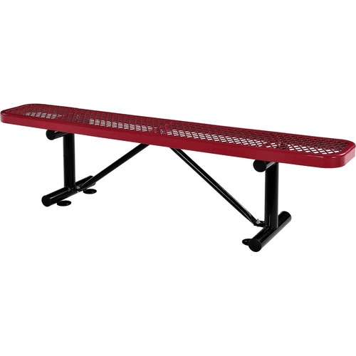 Global Industrial 6' Outdoor Steel Flat Bench Expanded Metal Red ...