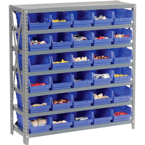 Nexel Global Industrial Steel Shelving with 30 4"H Plastic Shelf Bins