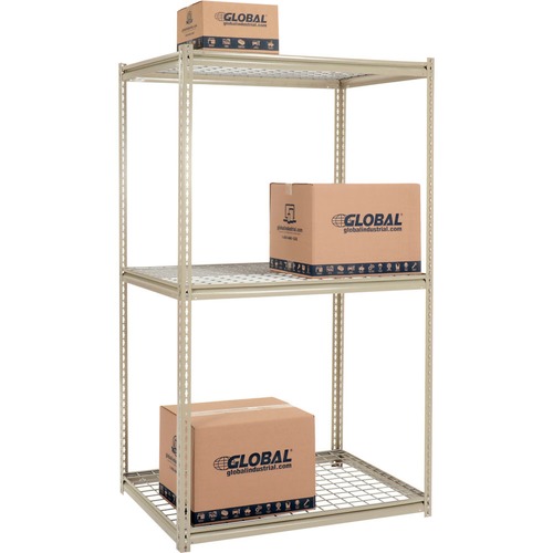 Nexel Global Industrial High Capacity Starter Rack 48x36x843 Levels Wire  Deck 1500lb Per Shelf Tan - GLOB2297357 