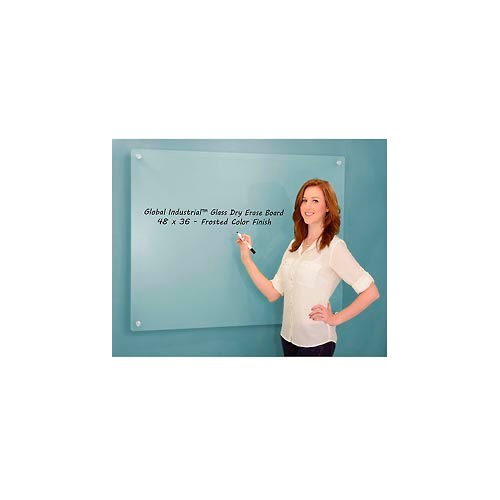 Global Industrial™ Frosted Glass Dry Erase Board, 48W x 36H