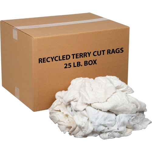 Global Industrial Premium Recycled White Cotton Terry Cut Rags 25 Lb ...