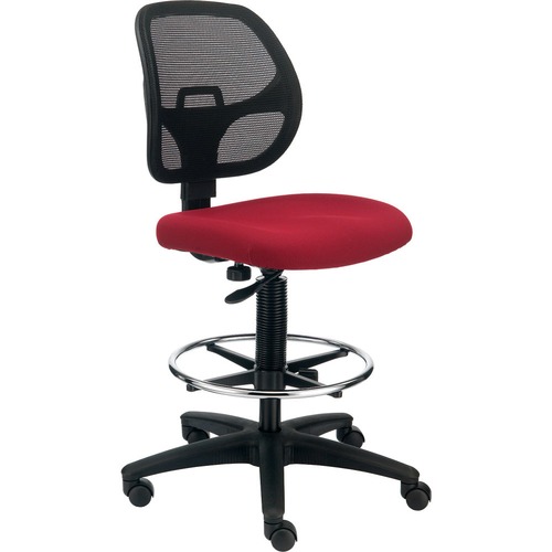 Interion Armless Mesh Drafting Stool - Fabric - Red - GLO695645RD ...