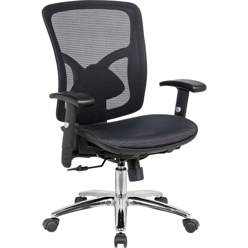 Interion Mesh Back Task Chair w/ Fabric Seat Black w/ Chrome Frame ...