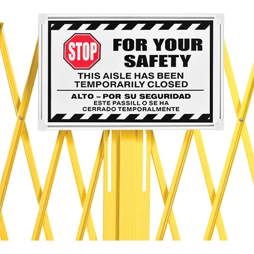 Global Industrial Steel Portable Barricade Gate Replacement Sign ...