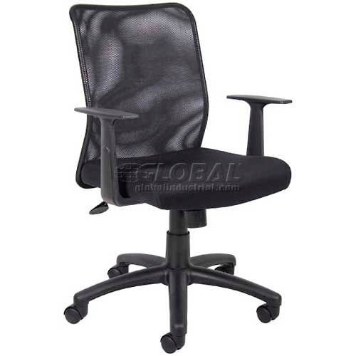 Interion Mesh Office Chair with Adjustable Arms & Mid Back Fabric Black ...