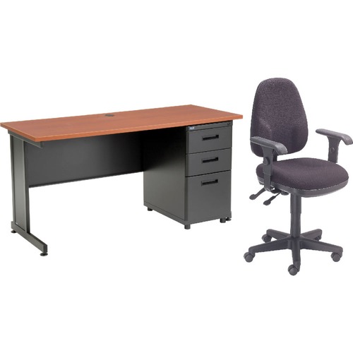 Nexel Interion Office Desk and Fabric Chair Bundle with 3 Drawer ...