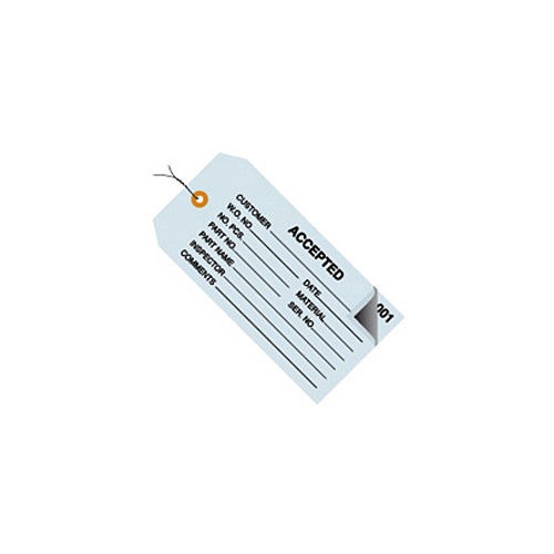 Global Industrial 2 Part Inspection Tag Accepted Pre Wired#5 4-3/4