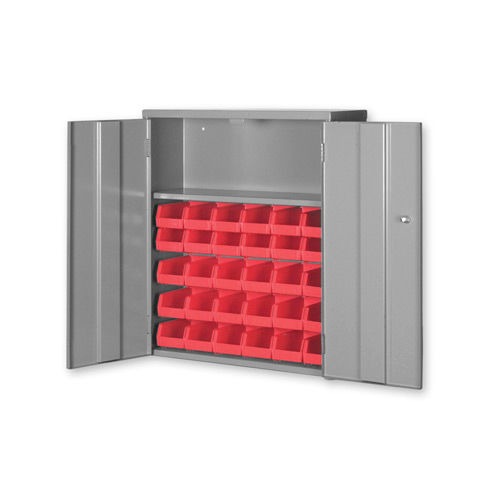Global Industrial Wall & Bench Bin Cabinet W/ 24 Yellow Bins 26-1/2