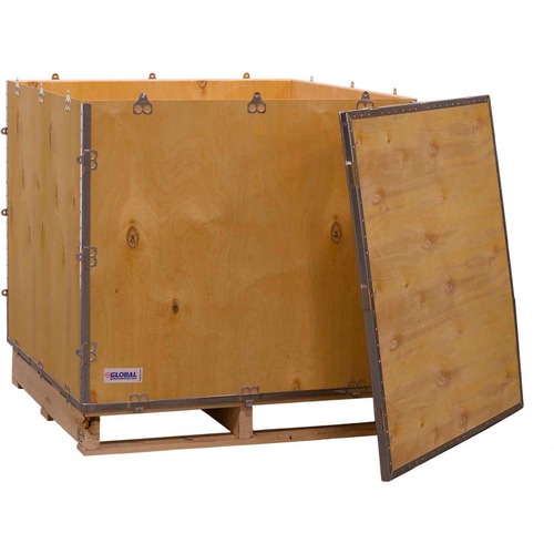 Global Industrial 4 Panel Hinged Shipping Crate w/ Lid & Pallet 35