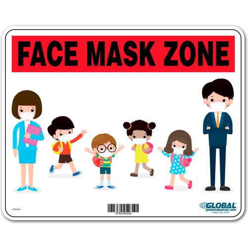 Global Industrial Face Mask Zone Sign 10