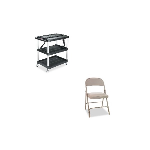 Value Kit Rubbermaid Mediamaster Three Shelf Av Cart Rcp9t28 And Best Steel Folding Chair W Padded Seat Alefc94vy50t Shoplet Exclusive Value