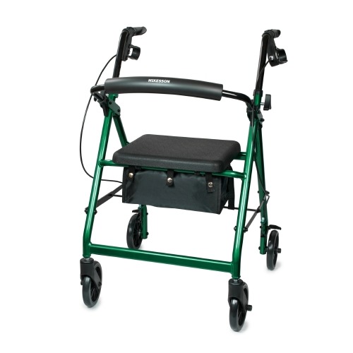 4 Wheel Rollator McKesson Green Folding Aluminum Frame - 1065265EA