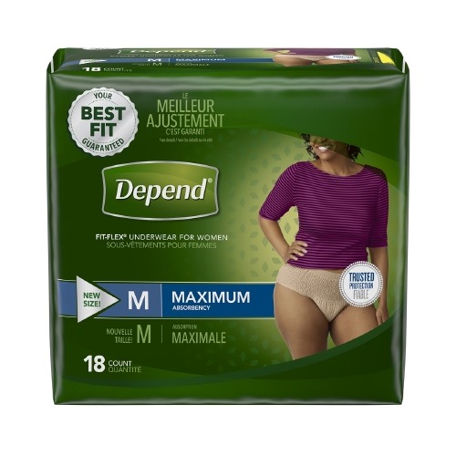 Depend Fit-flex Female Adult Absorbent Underwear Depend® FIT-FLEX® Pull On  with Tear Away Seams Medium Disposable Heavy Absorbency - 1090305CS 