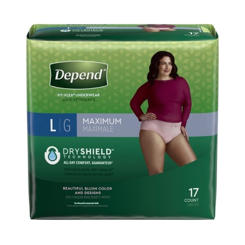 Depend Fit-flex Female Adult Absorbent Underwear Depend® FIT-FLEX® Pull On  with Tear Away Seams Large Disposable Heavy Absorbency - 1090308CS 
