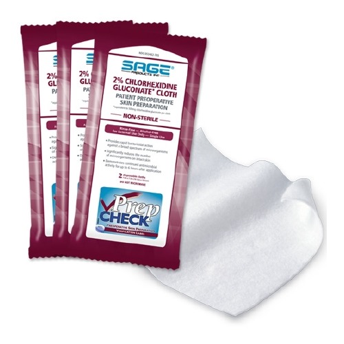 Sage Surgical Scrub Wipe Sage® 6 per pack Soft Pack 2 Strength CHG