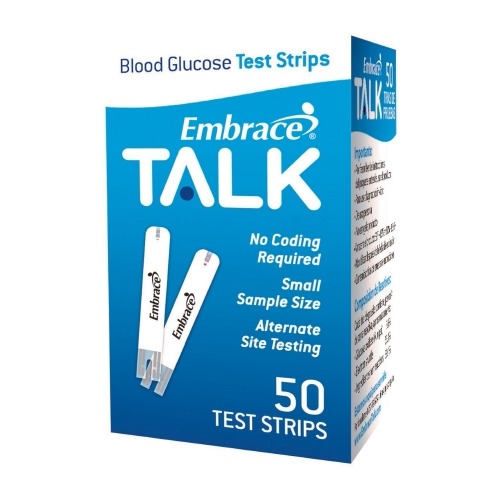 Blood Glucose Test Strips Embrace® 50 Strips per Box Talking For