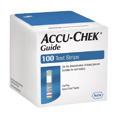 Guide Blood Glucose Test Strips AccuChek® 100 Strips per Box Tiny 0.6