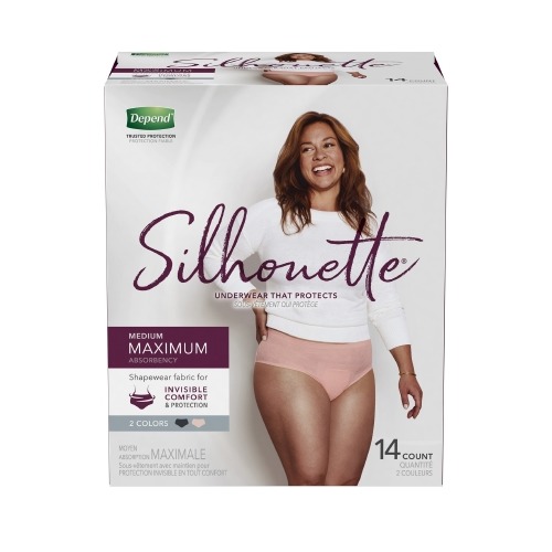 Depend Silhouette Female Adult Absorbent Underwear Depend® Silhouette® Pull  On with Tear Away Seams Medium Disposable Heavy Absorbency - 1160325CS 