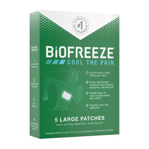 Topical Pain Relief Biofreeze® 5 Strength Menthol Patch 5 per Box