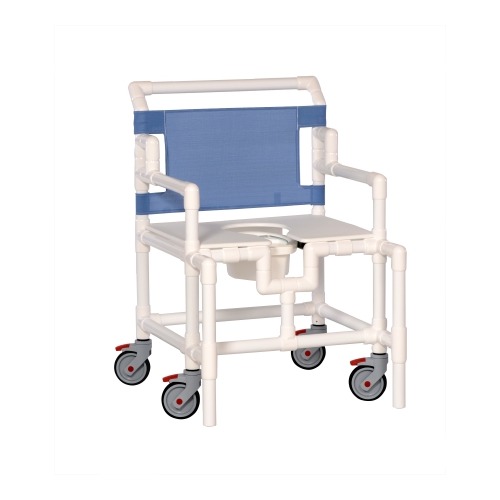 Bariatric Commode / Shower Chair ipu® Fixed Arm PVC Frame Mesh Back 24