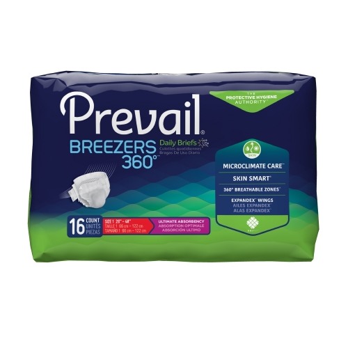 Prevail Breezers 360 Unisex Adult Incontinence Brief Prevail® Breezers 360°™ Size 1 Disposable 1263