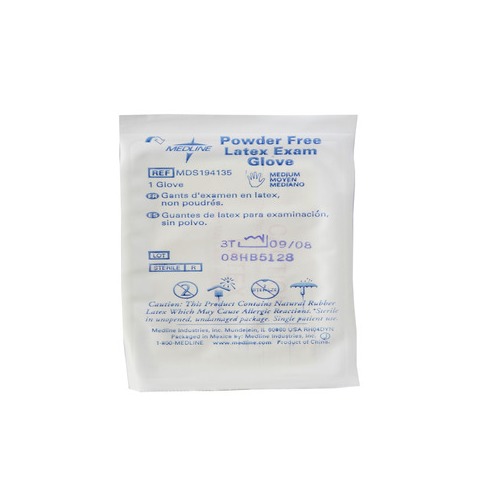 Medline Sterile PowderFree Latex Exam Gloves,Beige,Small MDS194134