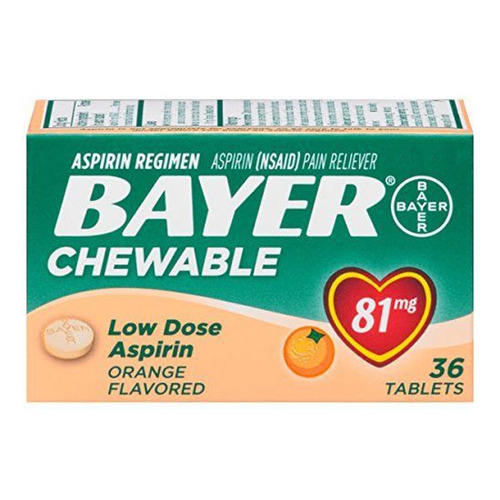 Bayer Chewable Aspirin 81 MG Orange, 36 ct MER80831006