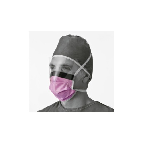Medline FluidResistant Surgical Face Masks with Eyeshield,Purple
