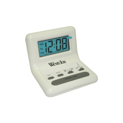 Westclox(r) WESTCLOX 47539 .8'' White LCD Alarm Clock with Light on ...